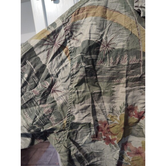 Aeropostale Hawaiian Shirt Mens XL Button Up Green Floral Short Sleeve - Picture 14 of 16